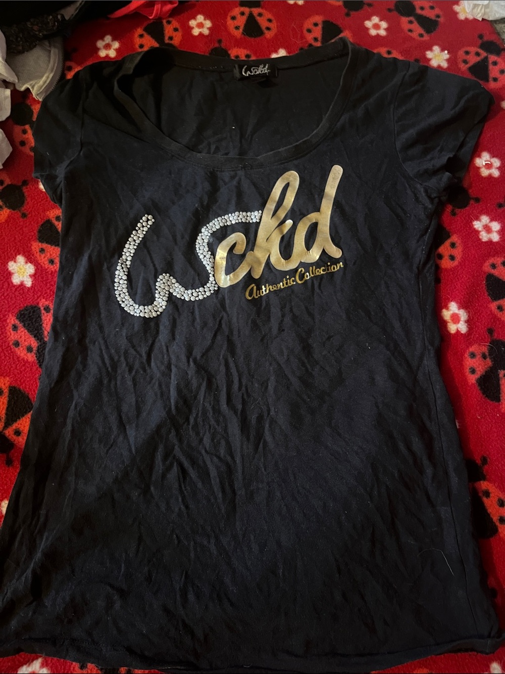 Wald Black Crewneck Tee with Silver Script Tag
